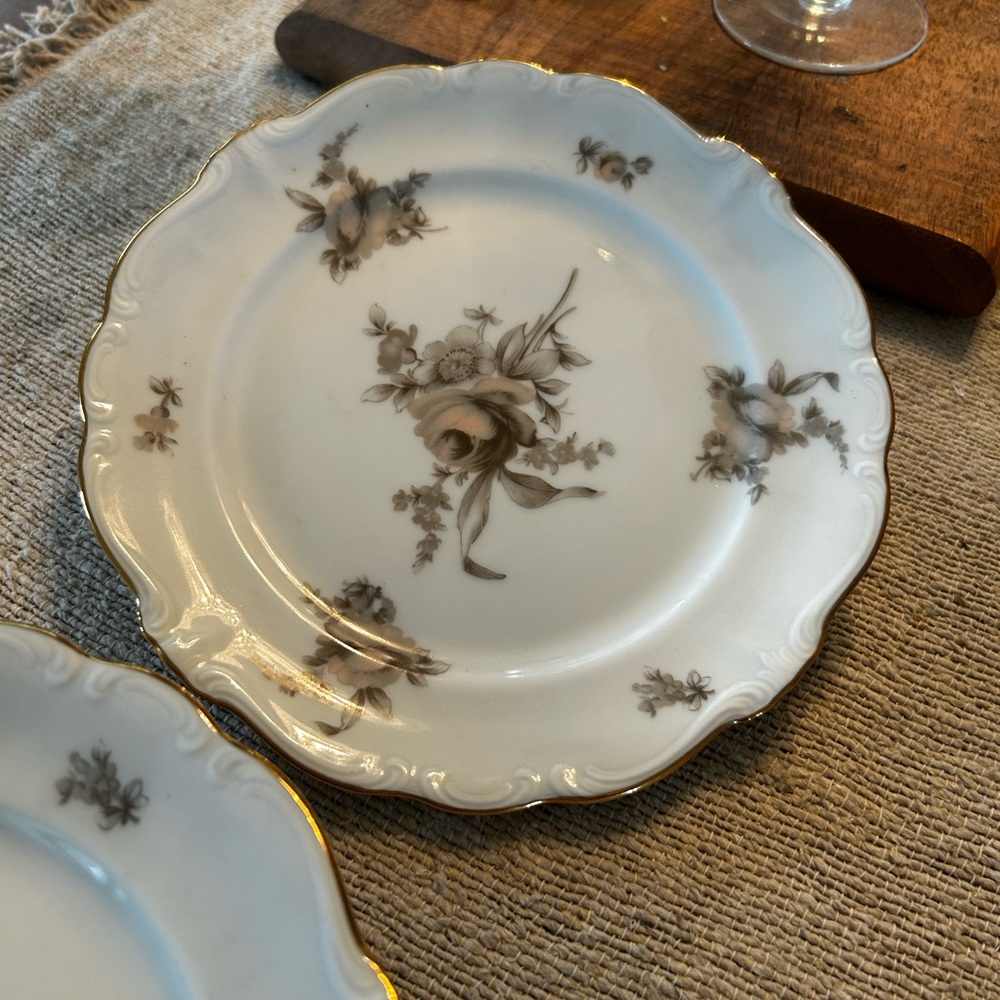 Johann Haviland Bavaria, Sepia Rose, Salad Plate, 7 3/4”, EUC